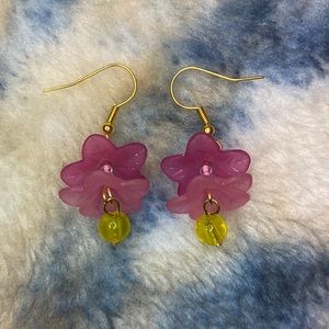 Handmade Pink Flower Earrings